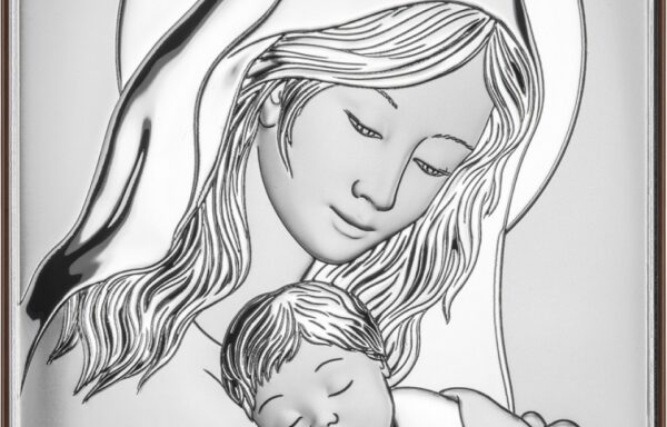 Madonna z dzieciątkiem – obrazek srebrny 10 cm* 14 cm