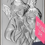 Obrazek srebrny anioł stróż z modlitwą 9 cm * 18 cm