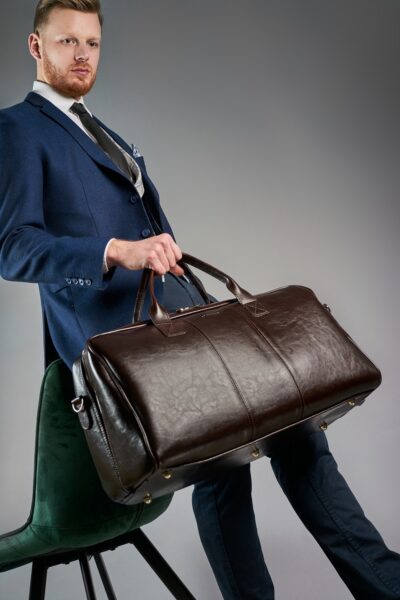 Podróżna torba brødrene smooth leather r10 ciemny brąz