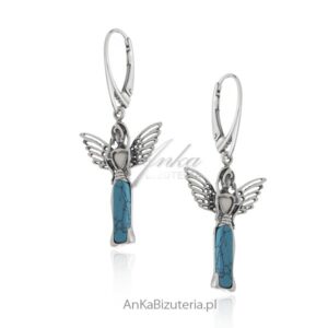 Kolczyki srebrne z niebieskim turkusem - anielice.