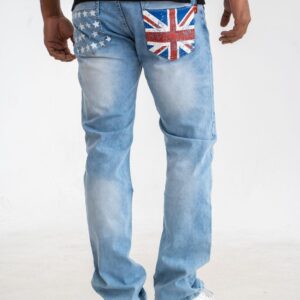 Spodnie. Jeansowe. Męskie. Jasne. Niebieskie. Royal. Blue. Flag