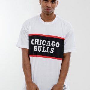 Koszulka. Z Krótkim. Rękawem. Mitchell & Ness. Chicago. Bulls. NBA Block. Biała