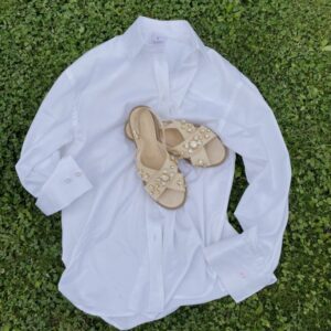 Biała koszula damska oversize 100% bawełna satynowa. L[=]