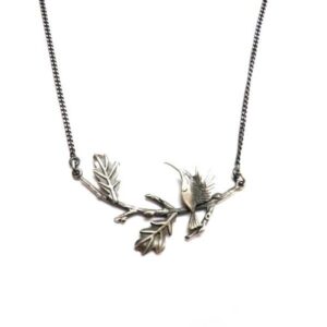 Naszyjnik srebrny - Koliberek na gałązce