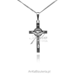 Krzyżyk srebrny z benedyktem
