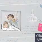 Obrazek srebrny na panelu pamiątka chrztu świętego dla chłopca