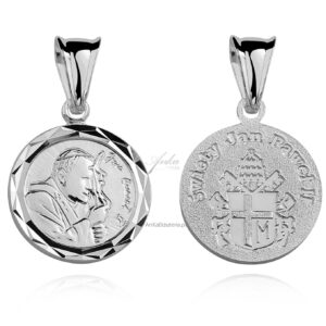Srebrny medalik diamenowany.papież jan paweł ii