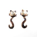 Stefany koty brązowe - kolczyki srebrne