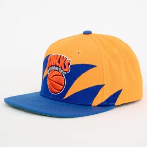 Czapka. Snapback. Mitchell & Ness. New. York. Knicks. NBA Sharktooth. HWC Pomarańczowa / Niebieska