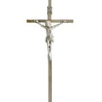Krzyż metalowy 21 cm kolor srebrny