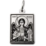 Medalik prostokatny srebrny z wizerunkiem św. Michała. Archanioła. MED-MICH-02