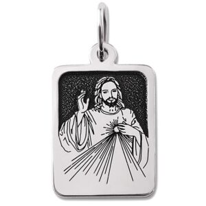 Medalik prostokątny srebrny z wizerunkiem. Jezusa. Miłosiernego