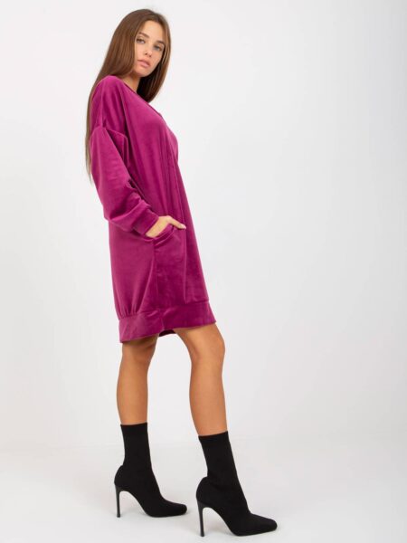 Tunika na co dzień fioletowy sukienka codzienna dekolt w kształcie. V rękaw długi długość przed kolano
