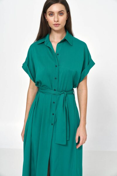 Wiskozowa sukienka midi w zielonym kolorze