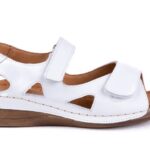 Białe sandały damskie komfortowe Łukbut skórzane