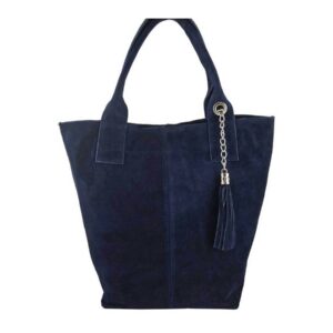 Shopper bag - torebka damska zamszowa - Granatowa