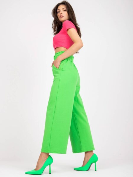 Spodnie dresowe jasny zielony casual nogawka szeroka