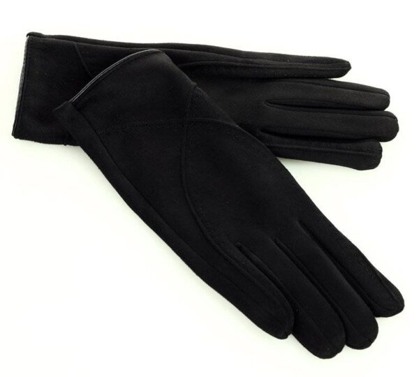 Rękawiczki damskie ocieplane stebnowane nubuk – MARCO MAZZINI – czarne