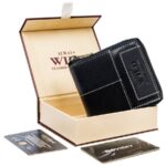 Skórzany, kwadratowy portfel męski na zamek w stylu retro, RFID — Always. Wild