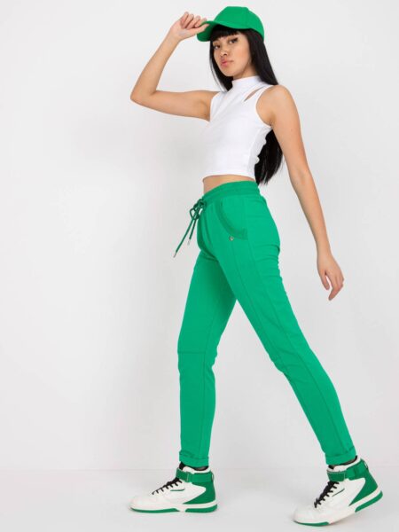 Spodnie dresowe zielony sportowy casual nogawka prosta troczki wiązanie