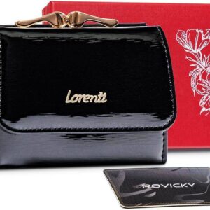 Malutki portfel skórzany z klapką i portmonetką na bigiel, RFID — Lorenti