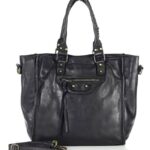 Icona - Skórzany shopper bag torebka do ręki. Włoski czarny