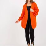 Sweter kardigan pomarańczowy casual narzutka rękaw długi