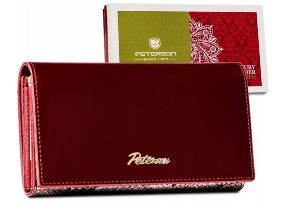 Skórzany, duży portfel damski z systemem. RFID — Peterson