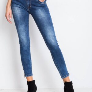 Spodnie jeans jeansowe ciemny niebieski casual rurki