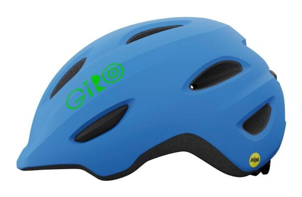 Kask dziecięcy juniorski. GIRO SCAMP matte blue lime