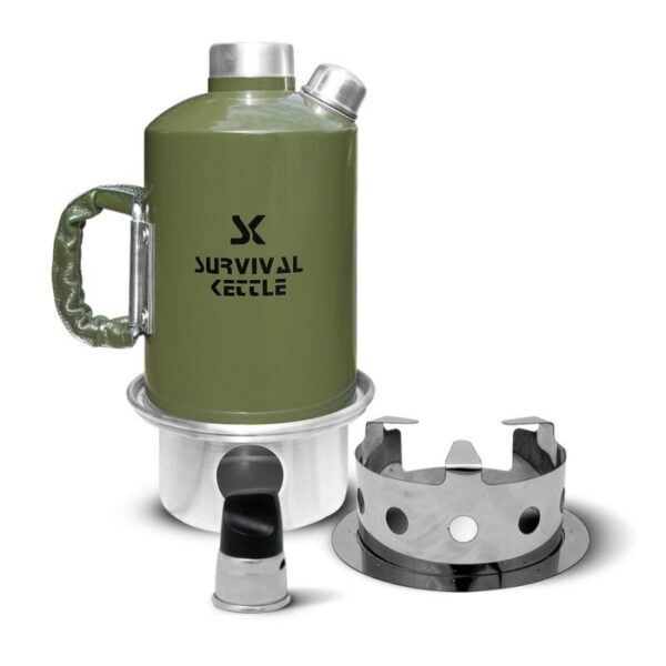 Aluminiowa. Kuchenka czajnik turystyczny. Survival. Kettle zielona - zestaw