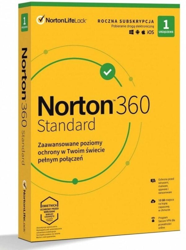 Oprogramowanie. NORTON 360 STANDARD PL 1 użytkownik, 1 urządzenie, 1 rok