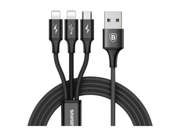 Kabel. USB na 2x lightning 1x micro-USB BASEUS 3w1 Rapid. Series