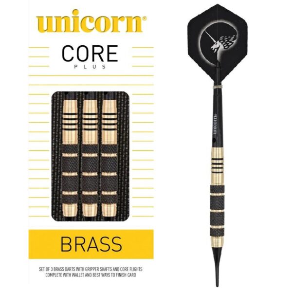 Rzutki. Unicorn. Core. Plus. Win blk brass darts 19g soft tip 04219