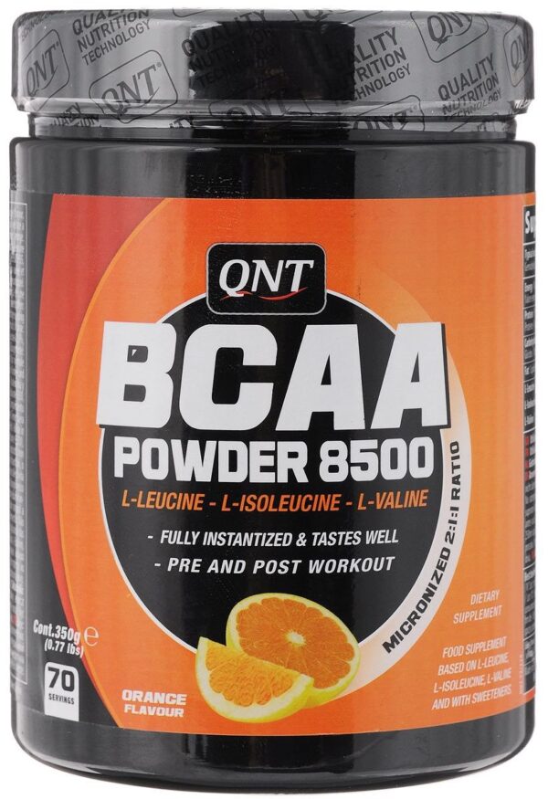 Aminokwasy. QNT BCAA Powder 8500 350g smak pomarańczowy